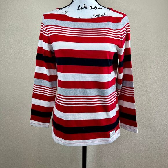 Talbots  Red long sleeve Tee  Aerial Stripe  knit top size Mp academia business - Picture 8 of 14